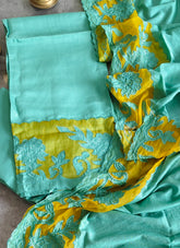 Graceful Modal Suit Set with Organza Embroidery Charm